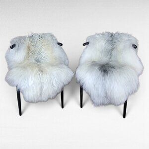 Set of 2 Genuine Icelandic Sheepskin Rugs Silky Natural White Gray 46" x 30"